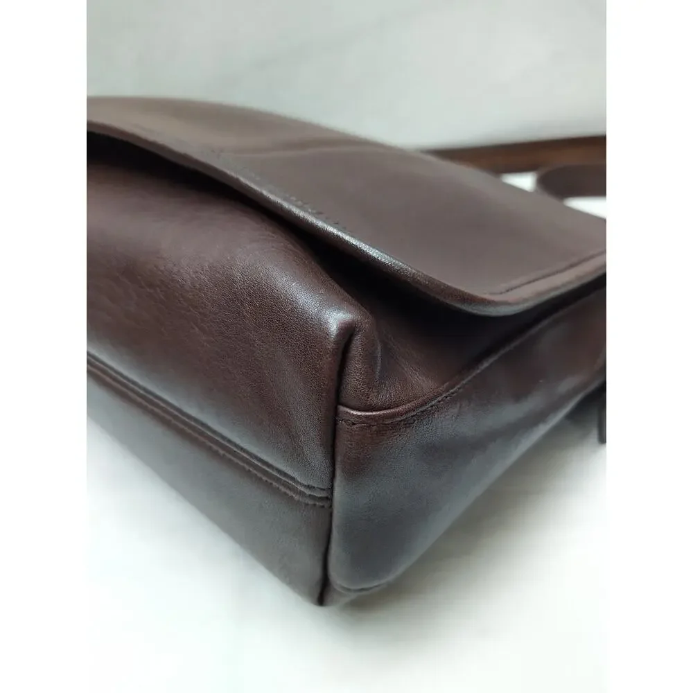 Coach Brown Leather Flap Closure Messenger Crossbody Bag - Vintage Made in USA